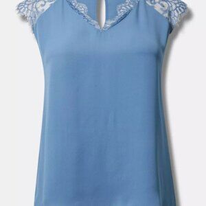 NWT Torrid Georgette Lace Trim Short Sleeve Blouse (3X)